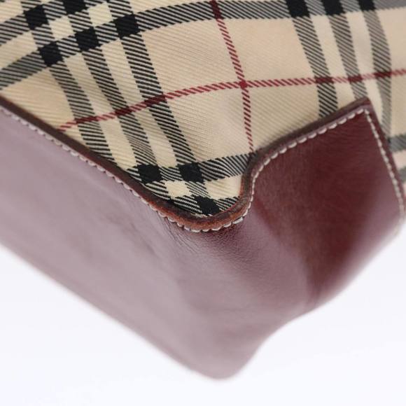 BURBERRY Nova Check Blue Label Tote Bag Nylon Beige Red Auth 49770 - Picture 15 of 16